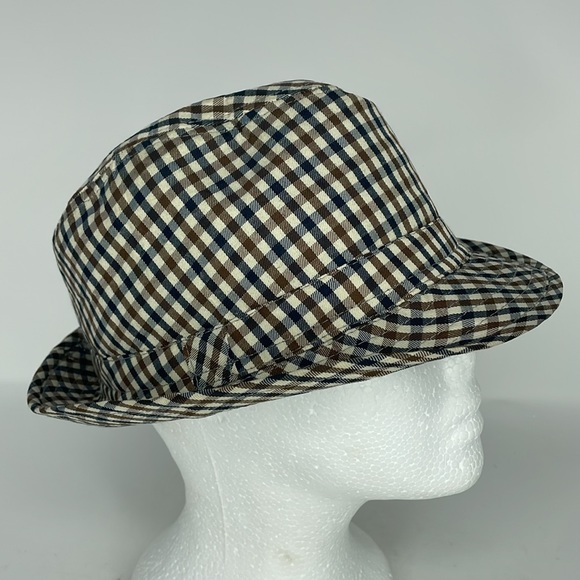 Men’s Pendleton Navy Blue, Brown and Creamy White Houndstooth Fedora Hat - Picture 3 of 11